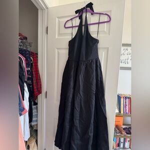 J. Crew Black Linen Mixi Dress NWT